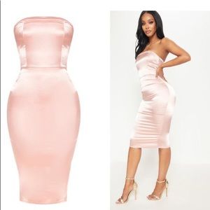 Blush Satin Midi Dress